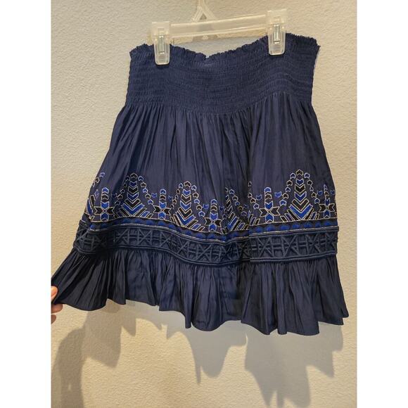 Ramy Brook Women's XS Blue Geometric Embroidered Mini Skirt Casual - Picture 5 of 6